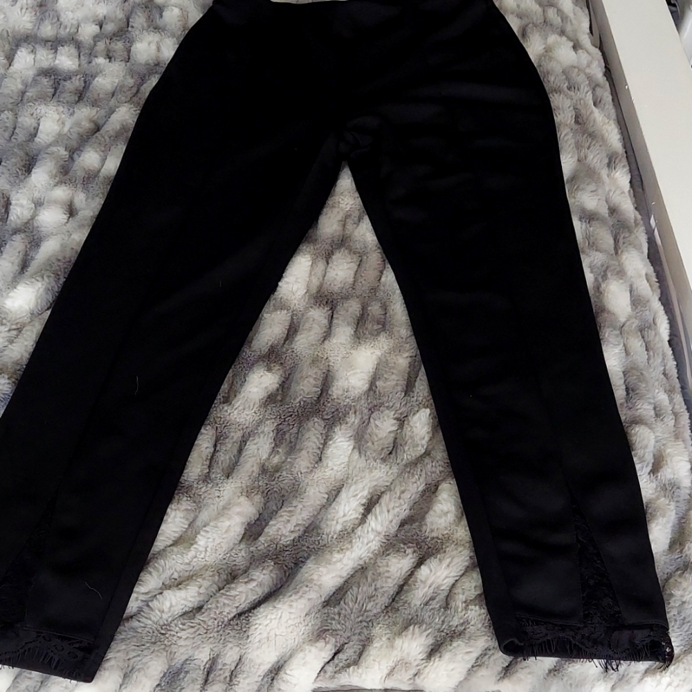 Dress pants with lace inset